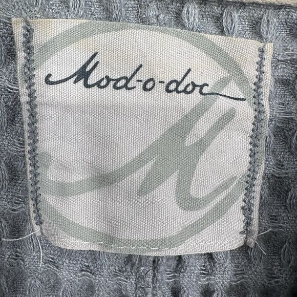 Mod-o-doc Waffle Knit Open Front Cardigan Pockets 100% Cotton Gray Women’s Large - Picture 3 of 9